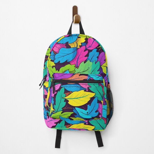 Item preview, Vibrant Multicolour Leaves on Deep Purple Background designed and sold by ArtComixHaven.