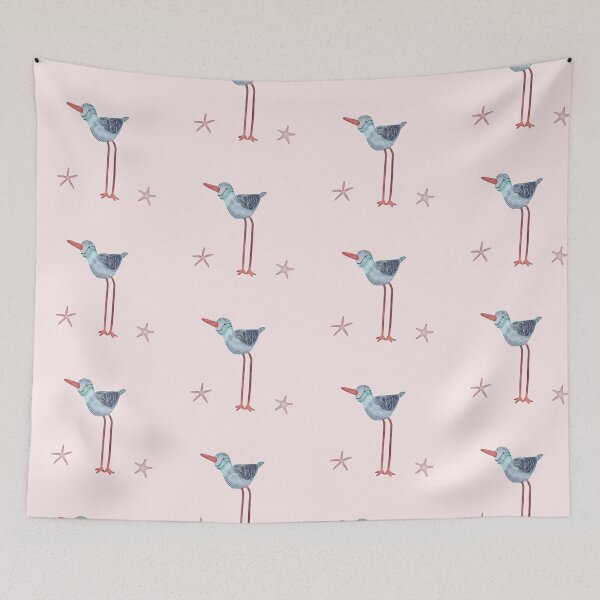 Item preview, Charming Seabird Illustration with Starfish Accents | Coastal Nursery Wall Art designed and sold by the-coin-jar-co.