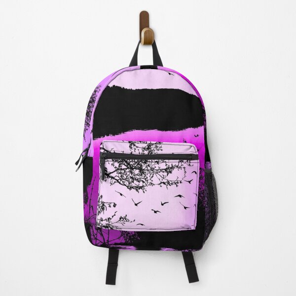 Item preview, Serene Tree Silhouette Reflecting Flock of Birds on Magenta Pond designed and sold by Fredster1966.