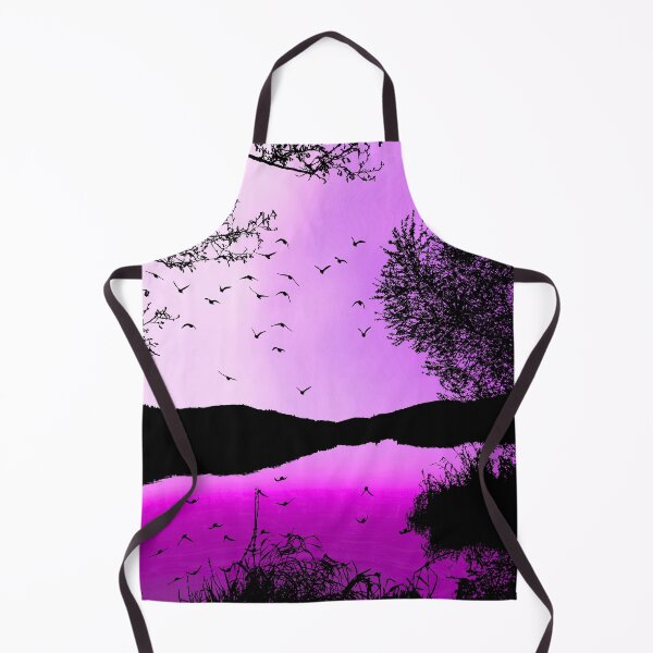 Item preview, Serene Tree Silhouette Reflecting Flock of Birds on Magenta Pond designed and sold by Fredster1966.