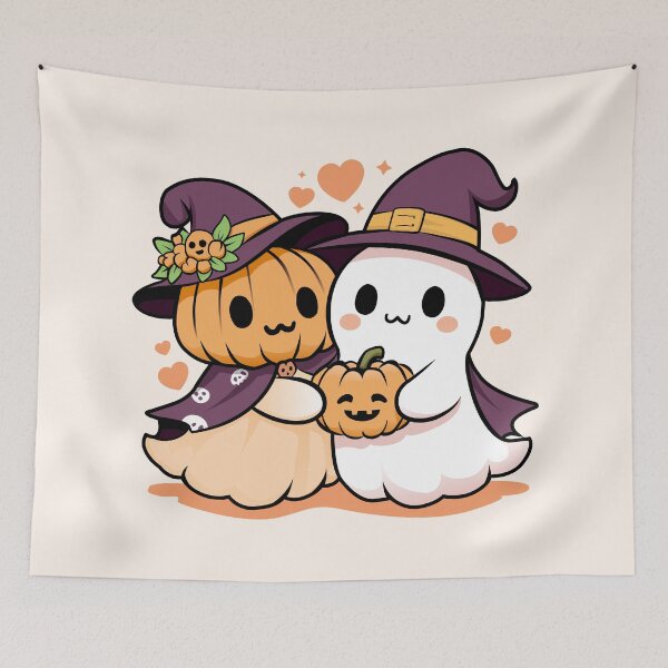Item preview, A Bewitching Love: Pumpkin and Ghost on Halloween designed and sold by Dizartico.