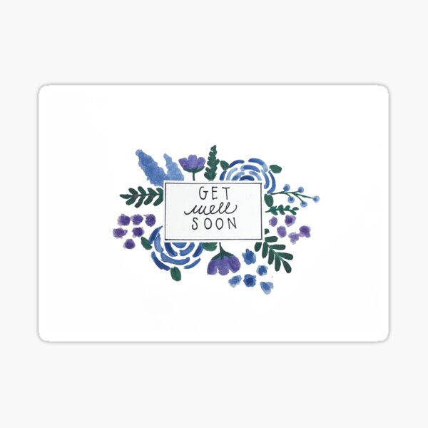 Item preview, Hand-Painted Floral Get Well Soon Card - Blue designed and sold by maurapuro.
