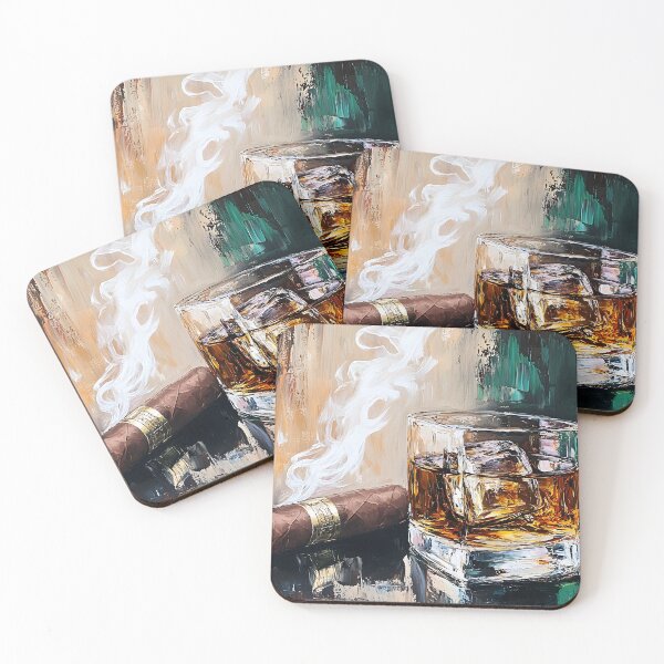 Item preview, Savor the Rich Indulgence of Whiskey and Cigars in Warm, Earthy Tones AI Generated designed and sold by OlfactoART Studio.