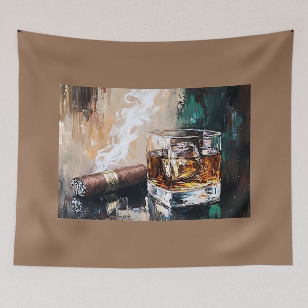 Item preview, Savor the Rich Indulgence of Whiskey and Cigars in Warm, Earthy Tones AI Generated designed and sold by OlfactoART Studio.
