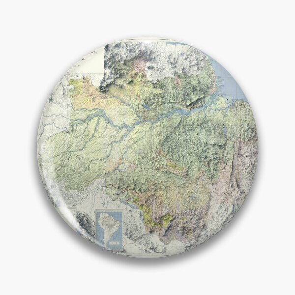 Item preview, 1983 Amazon Rainforest, Brazil, Shaded Relief Map 3D digitally rendered designed and sold by ThinkAboutMaps.