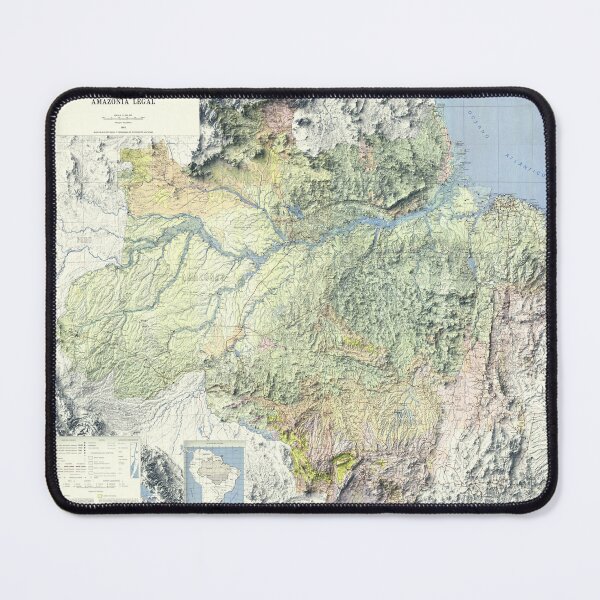 Item preview, 1983 Amazon Rainforest, Brazil, Shaded Relief Map 3D digitally rendered designed and sold by ThinkAboutMaps.