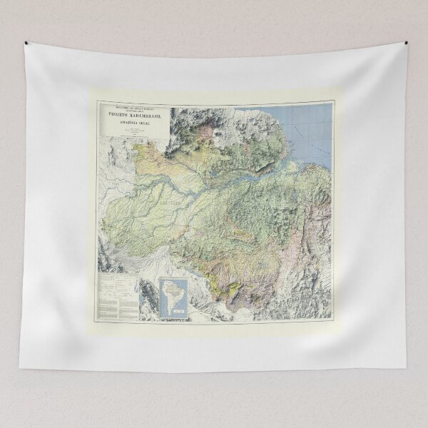 Item preview, 1983 Amazon Rainforest, Brazil, Shaded Relief Map 3D digitally rendered designed and sold by ThinkAboutMaps.