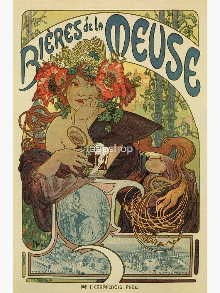 その他 france vintage anonymous artposter Alfons Mucha art nouveau beer ad