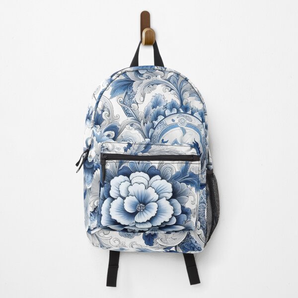 Item preview, white blue vine flowers designed and sold by aliraweb.
