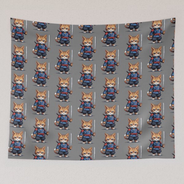Item preview, Samurai Cat Pixel Art designed and sold by Nostalgia Busters.