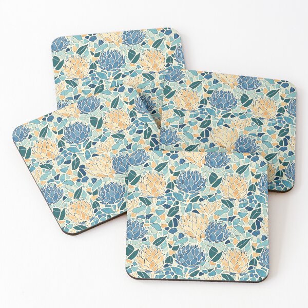 Item preview, Mediterranean Mosaic Artichokes | Blue and Yellow Botanical Tile Pattern designed and sold by MindFulStudios.