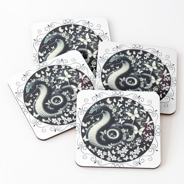 Item preview, Black Snake With White Butterflies designed and sold by DammyK89.