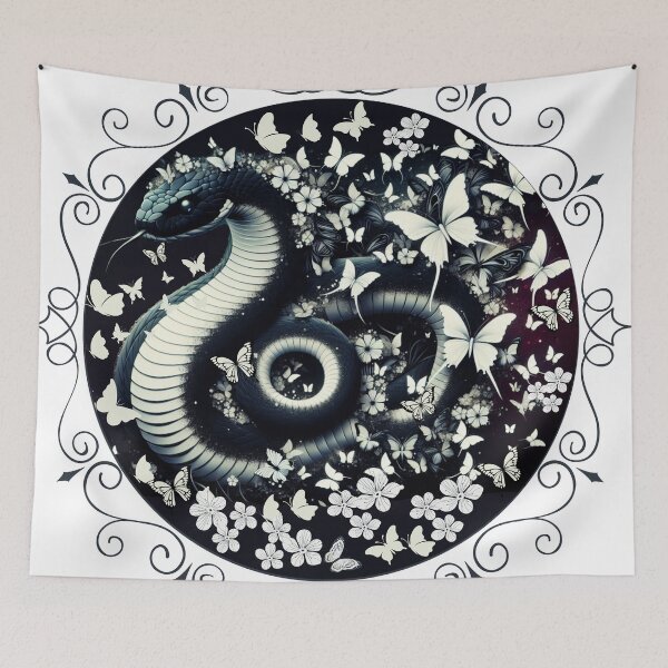 Item preview, Black Snake With White Butterflies designed and sold by DammyK89.