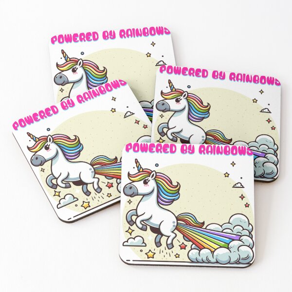 Item preview, Powered by Rainbows - a colourful rainbow-farting unicorn designed and sold by geetarv.