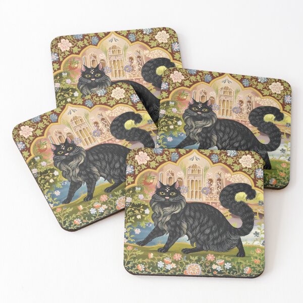 Item preview, Black Persian Cat with Floral Background designed and sold by Dshoppin.