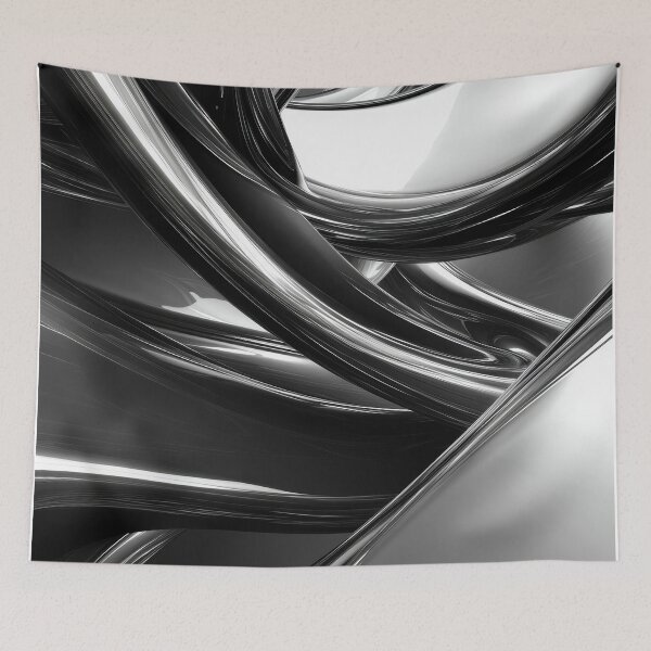 Item preview, Abstract Metallic Curves in Black and White designed and sold by lematworks.