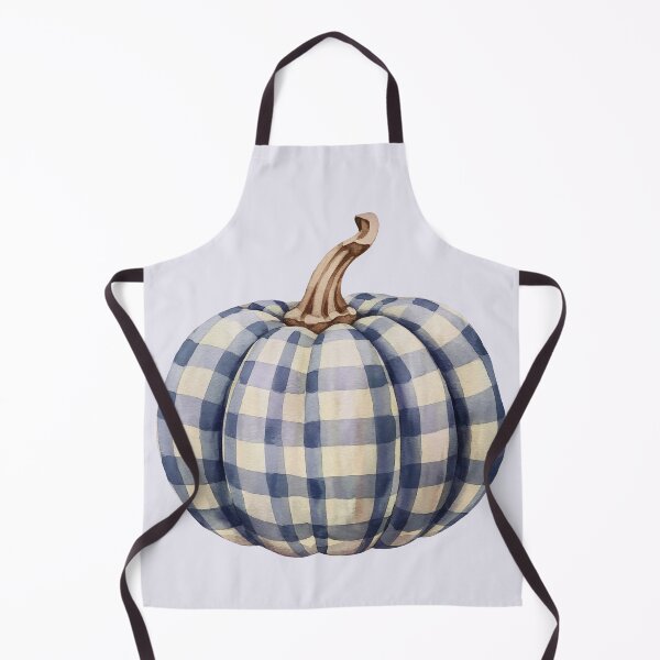 Item preview, watercolor blue checkered pumpkin designed and sold by EmeraldeaArt.