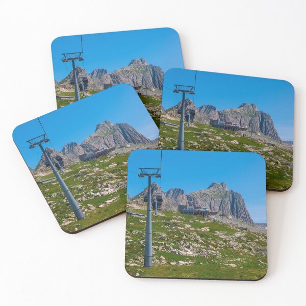 Item preview, Beautiful Panoramic View over Mountain Peak with Overhead Cable Car and Luxury Restaurant designed and sold by Mats Silvan.
