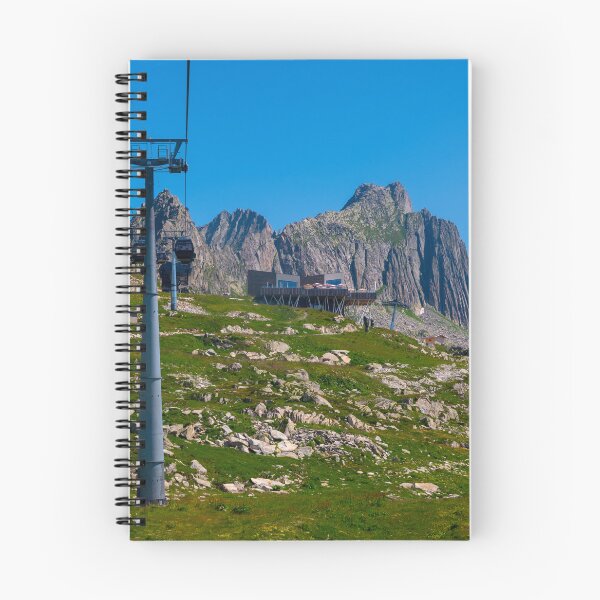 Item preview, Beautiful Panoramic View over Mountain Peak with Overhead Cable Car and Luxury Restaurant designed and sold by Mats Silvan.