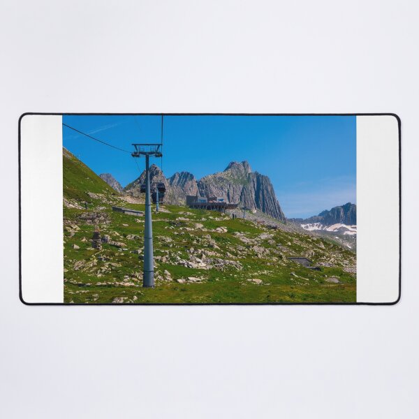 Item preview, Beautiful Panoramic View over Mountain Peak with Overhead Cable Car and Luxury Restaurant designed and sold by Mats Silvan.