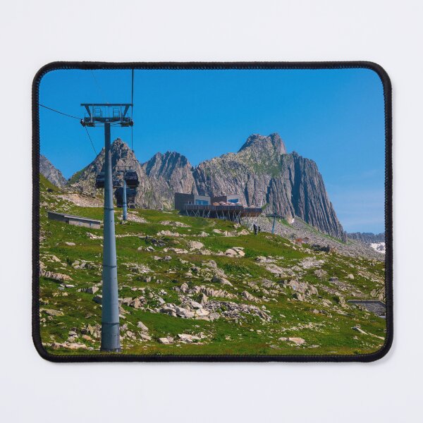 Item preview, Beautiful Panoramic View over Mountain Peak with Overhead Cable Car and Luxury Restaurant designed and sold by Mats Silvan.