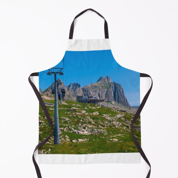 Item preview, Beautiful Panoramic View over Mountain Peak with Overhead Cable Car and Luxury Restaurant designed and sold by Mats Silvan.