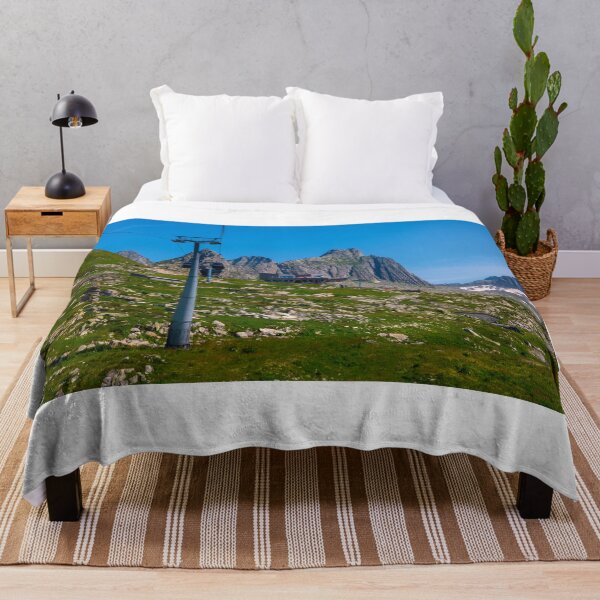 Item preview, Beautiful Panoramic View over Mountain Peak with Overhead Cable Car and Luxury Restaurant designed and sold by Mats Silvan.