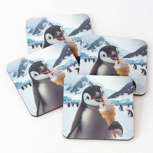 Item preview, Penguine Eating Icecream in snowy mountains designed and sold by kharatsuchita.