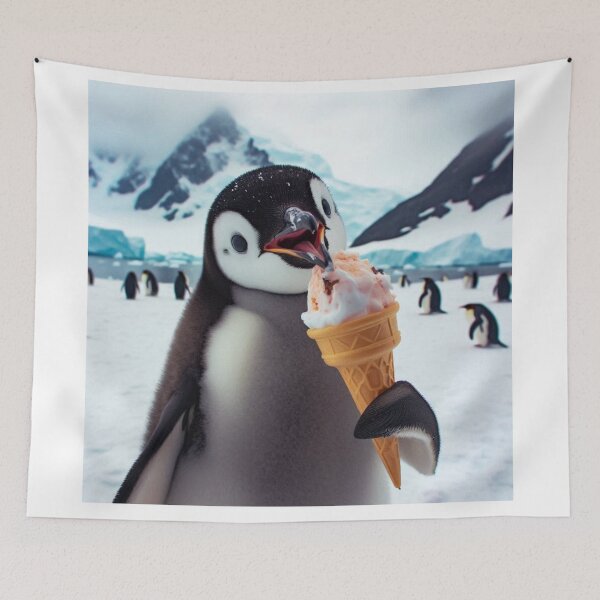Item preview, Penguine Eating Icecream in snowy mountains designed and sold by kharatsuchita.