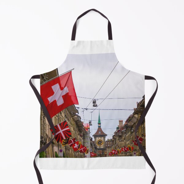 Item preview, Beautiful Old Main City Street with Old Building and Flags in a Rainy Day in City of Bern designed and sold by Mats Silvan.