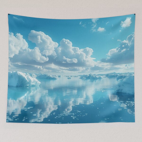 Item preview, Serene Arctic Waters with Floating Icebergs and Fluffy White Clouds designed and sold by lematworks.