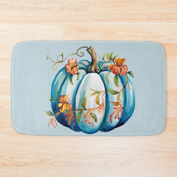 Item preview, watercolor blue floral pumpkin designed and sold by EmeraldeaArt.