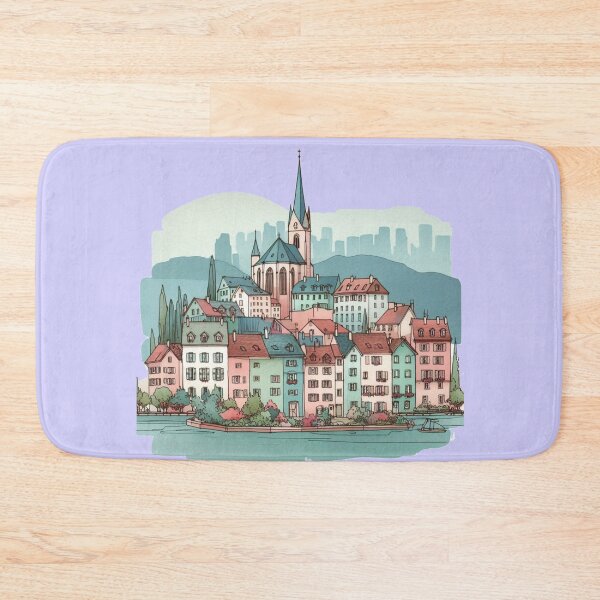 Item preview, Colmar France Minimalist Sticker Design – Watercolor Skyline and 3D Landscape,  designed and sold by PaintMeWorld.