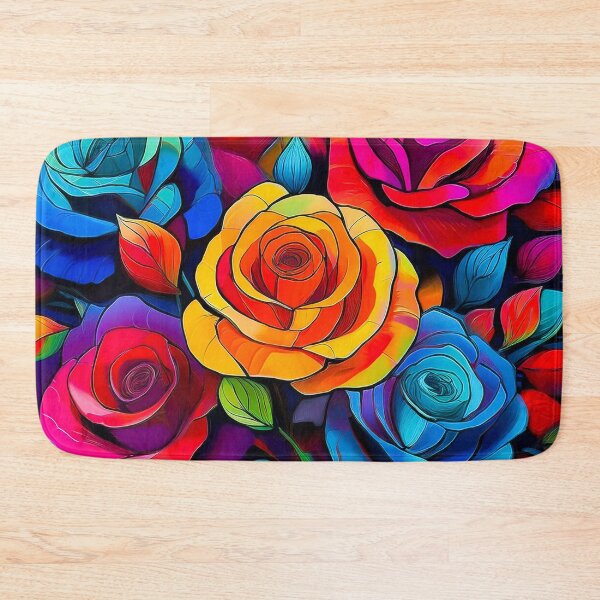 Item preview,  Bold, bright roses Design in primary colors, outlined with thick, graphic lines. designed and sold by HEMRO.