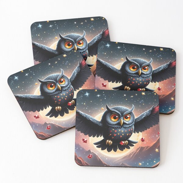 Item preview, Black owl twinkling stars designed and sold by Astralia.