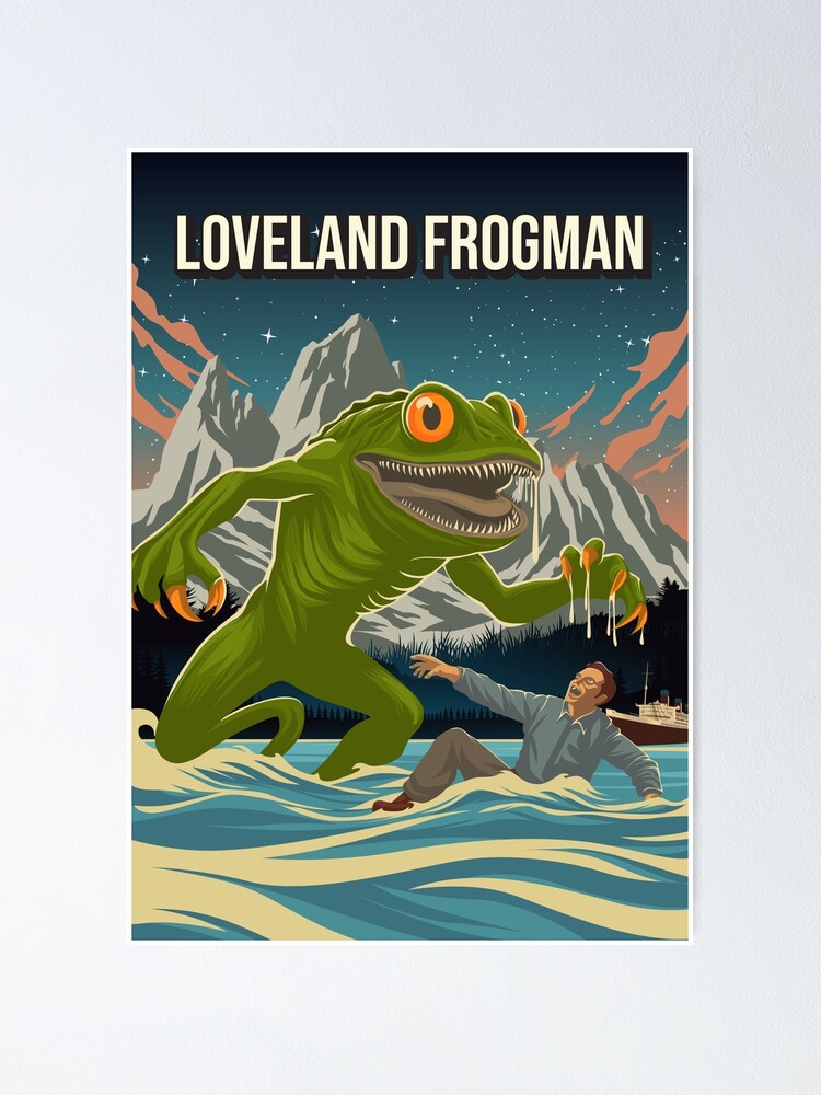 Loveland Frogman Cryptid Vintage 1930 Travel Poster