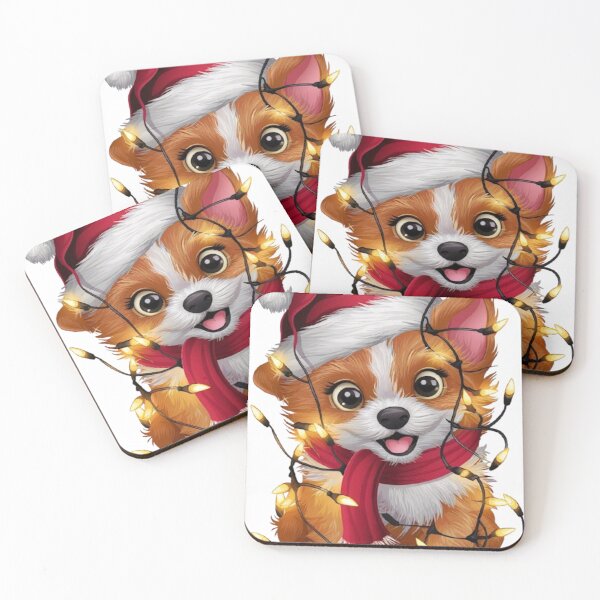 Item preview, Adorable puppy tangled in holiday lights designed and sold by likbatonboot.