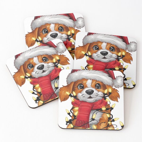 Item preview, Adorable puppy tangled in holiday lights designed and sold by likbatonboot.