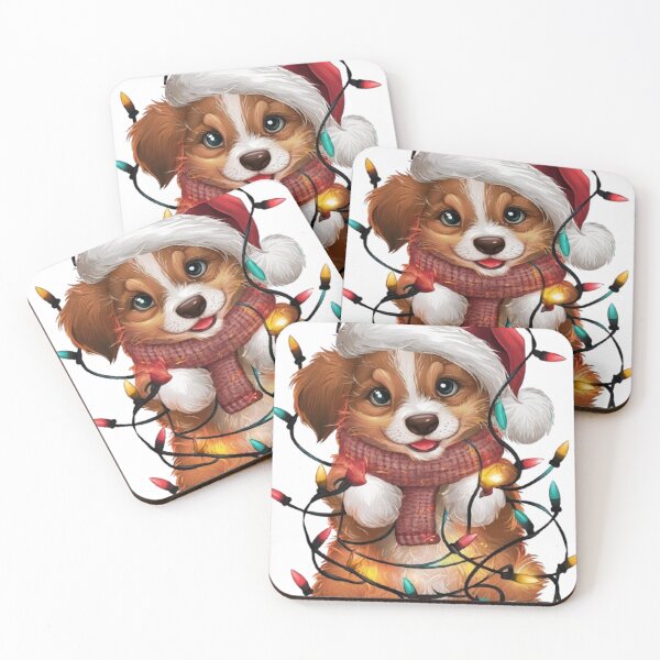 Item preview, Adorable puppy tangled in holiday lights designed and sold by likbatonboot.