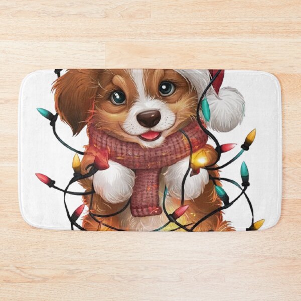 Item preview, Adorable puppy tangled in holiday lights designed and sold by likbatonboot.