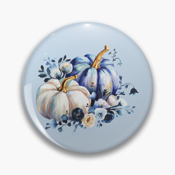 Item preview, watercolor blue and white floral pumpkins designed and sold by EmeraldeaArt.