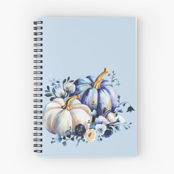 Item preview, watercolor blue and white floral pumpkins designed and sold by EmeraldeaArt.