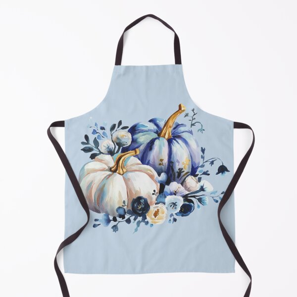 Item preview, watercolor blue and white floral pumpkins designed and sold by EmeraldeaArt.