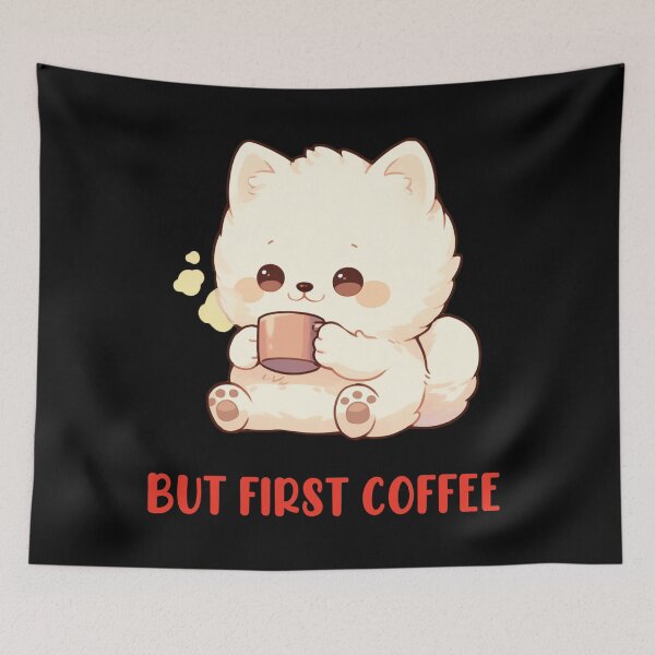Item preview, But First Coffee - Cute Funny Dog Drinking Coffee designed and sold by aresmeris.