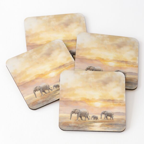 Item preview, Graceful Elephants Beneath the Golden Horizon designed and sold by BanFahSai.