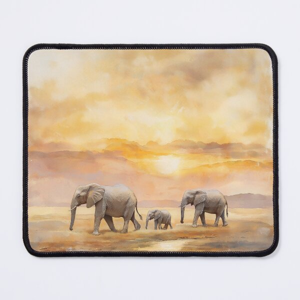 Item preview, Graceful Elephants Beneath the Golden Horizon designed and sold by BanFahSai.