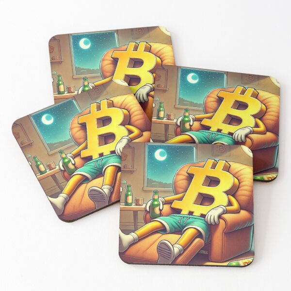 Item preview, Exhausted Bitcoin Drinking Beer - Funny Cryptocurrency Relaxation designed and sold by mkzmerch.