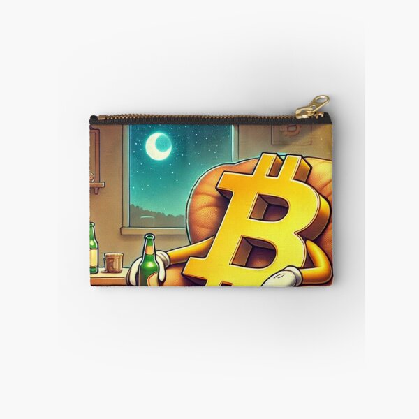 Item preview, Exhausted Bitcoin Drinking Beer - Funny Cryptocurrency Relaxation designed and sold by mkzmerch.
