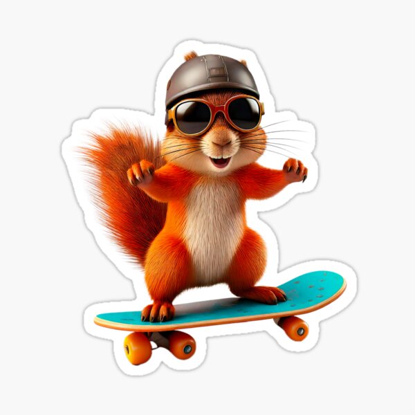 Skateboarding Squirrel Sticker