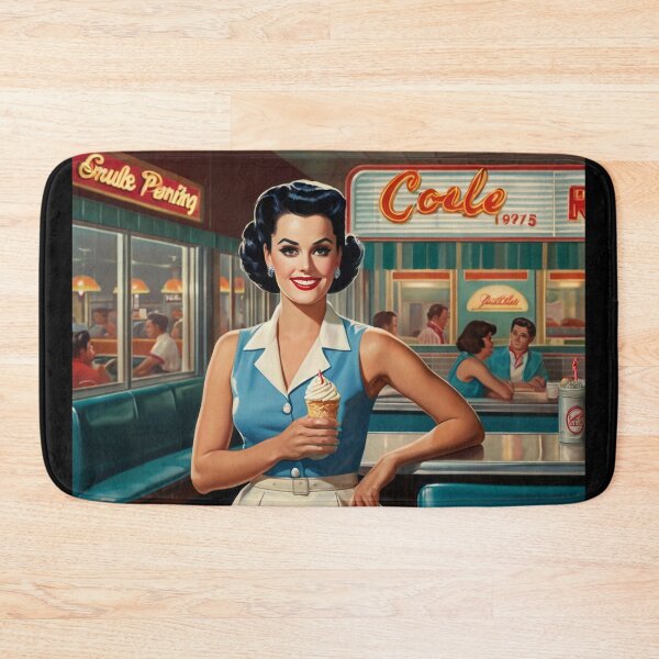 Item preview, Beautiful server in an American Diner vintage pinup advertising style art designed and sold by Vintage Designs +.